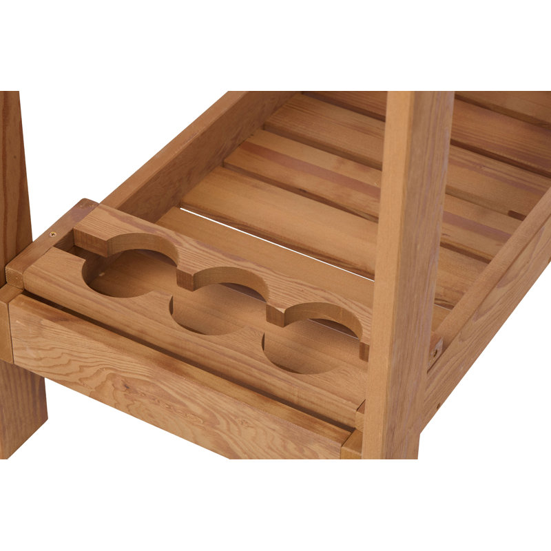 Table de chariot d'extérieur en bois avec roulettes, plateau en métal et rangement, pour barbecue de jardin