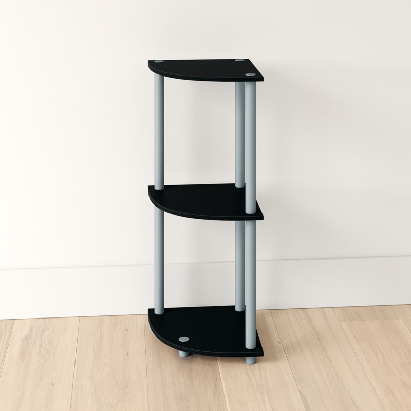 75.2cm H x 29.5cm W Corner Bookcase, Black/Grey