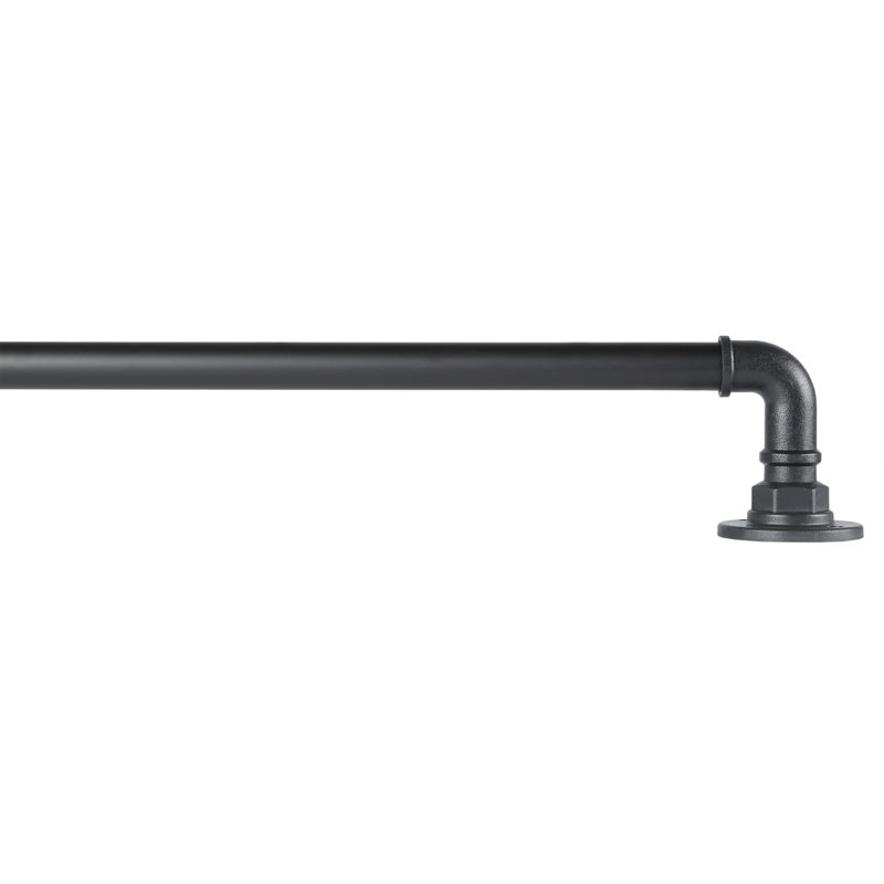Adjustable Single Curtain Rod, Matte Black