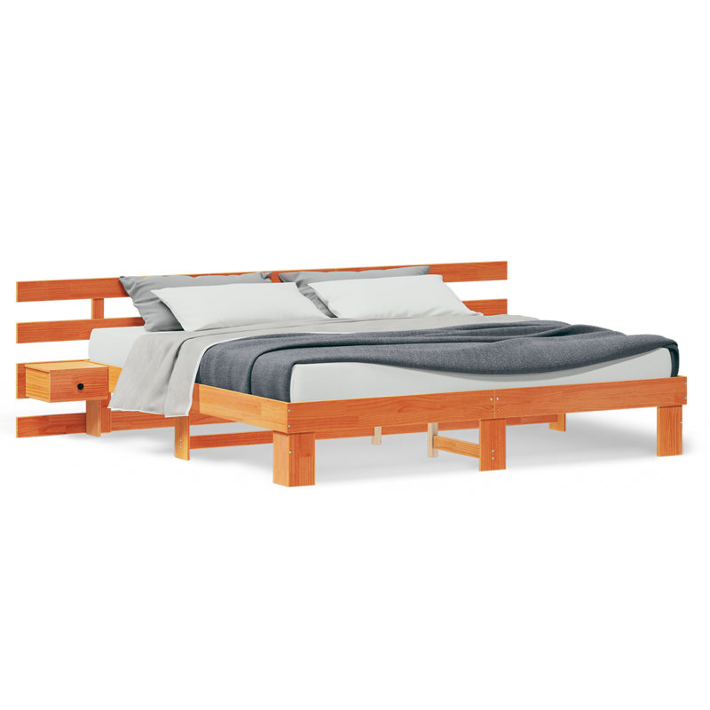 Solid Wood Bed Frame, Super King (6'), Brown
