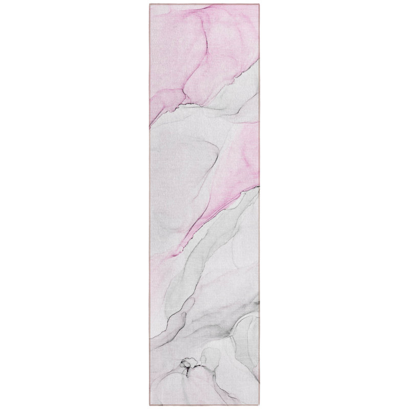 Tapis de couloir d'extérieur 8 po gris et rose