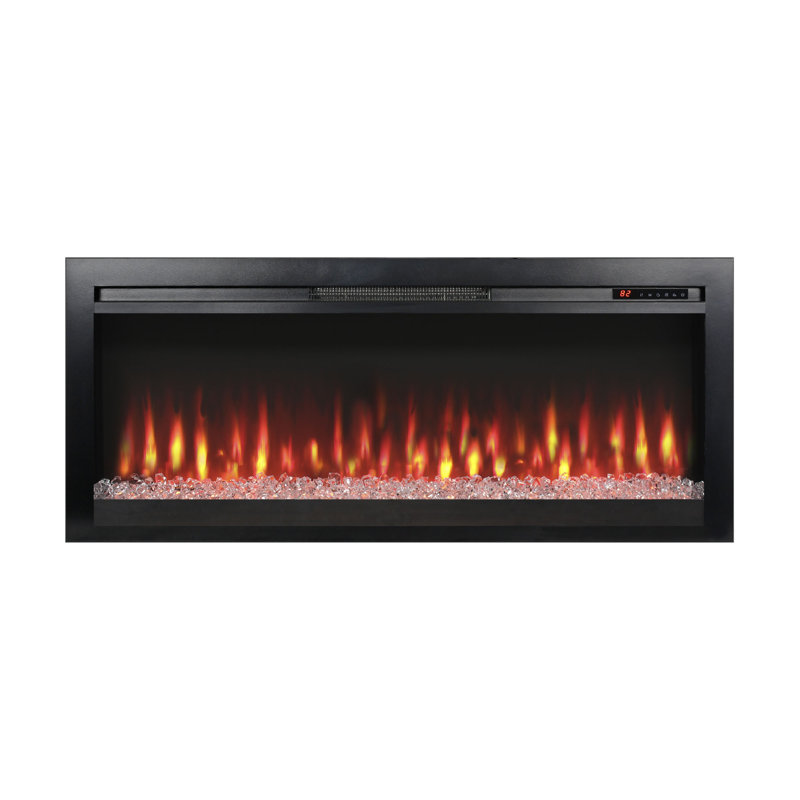 44 Inch In Wall Recessed Electric Fireplace With Remote And Multi Color Flame & Emberbed, Led Light Heater