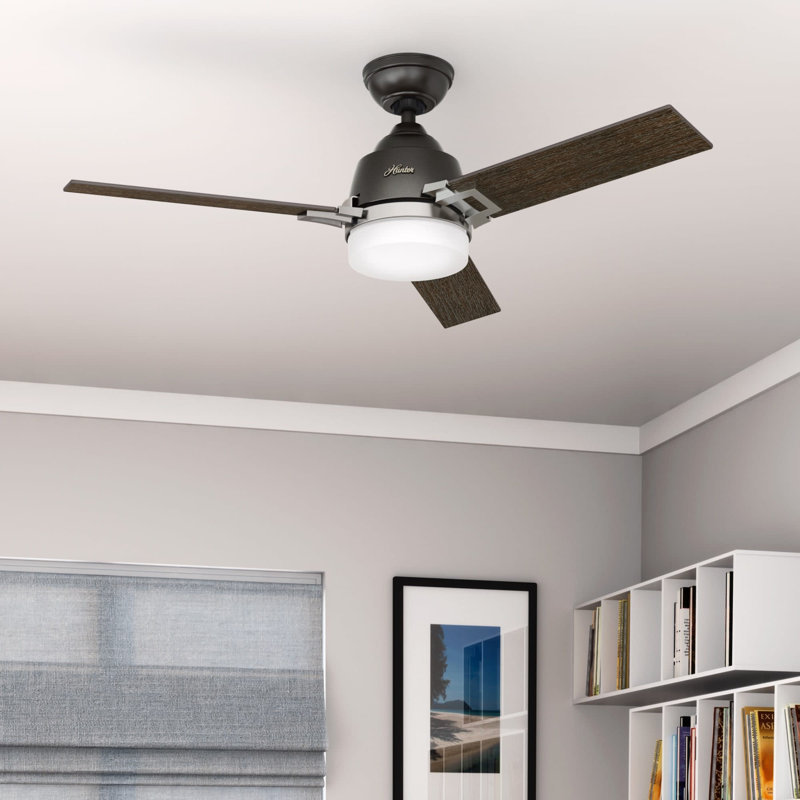 Ventilateur de plafond standard à 3 pales 48 po avec télécommande et éclairage inclus Leoni, Nickel brossé