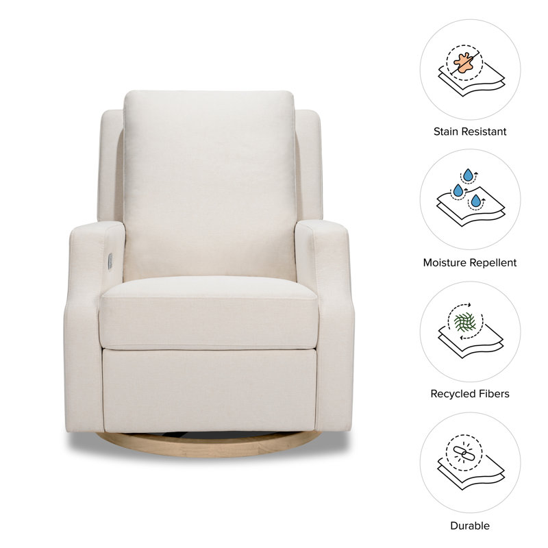 Crewe Electronic Recliner and Swivel Glider in Eco-Performance Fabric, Cream Polyester