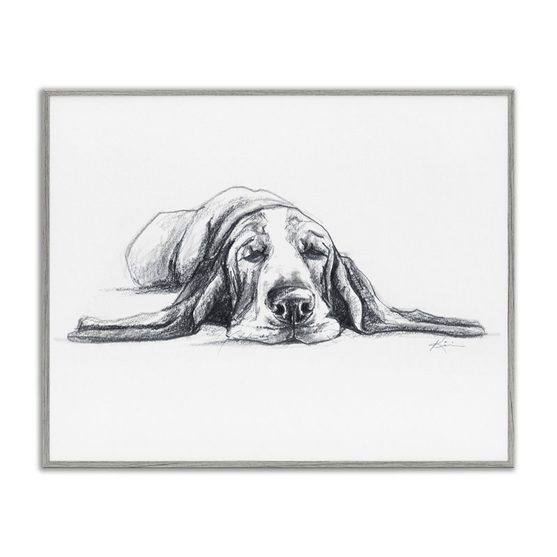 Art de giclée encadrée «Bloodhound Pup Naptime» par Lindsay Kivi Fine Art, H 11 po x l 14 po, Estampe numérique Farmhouse