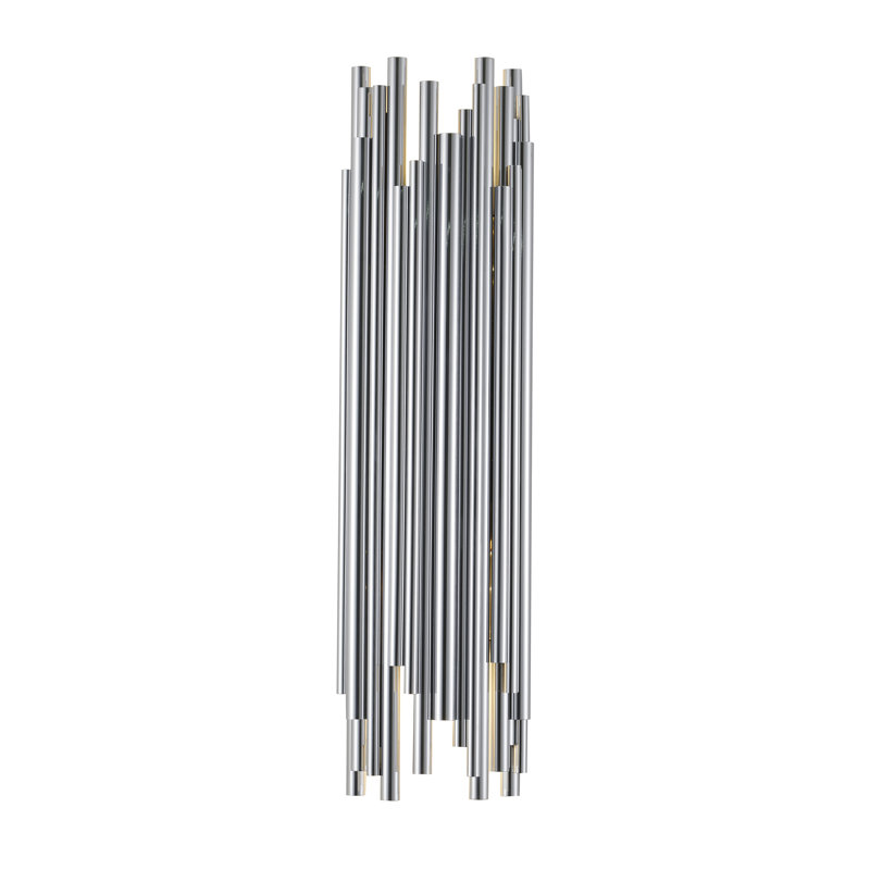 Modern 2 Light Chrome Rod Wall Sconce, Nickel