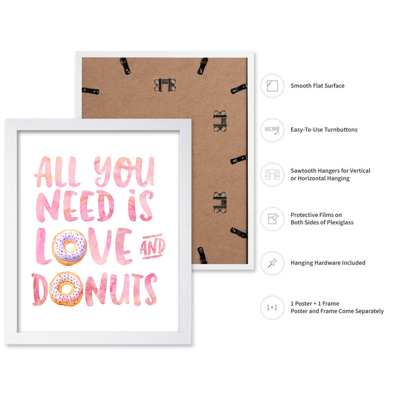 Love and Donuts, Affiche, Encadrement blanc, H 08 po x l 10 po