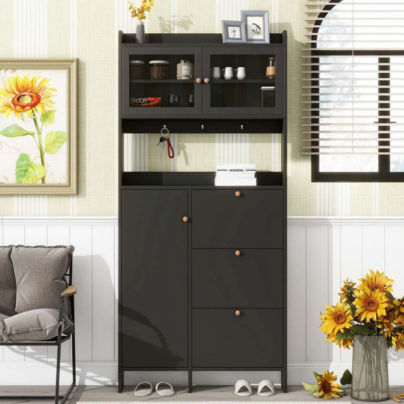 Armoire à chaussures avec rangement ouvert Travolta, Noir