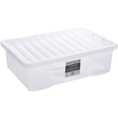 Wham Crystal 32L Plastic Storage Boxes Pack of 5 Clear