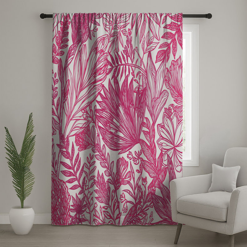 Rideaux de fenêtre à motif floral rose, voilages et voilages à motif floral - 1 panneau, 50 po x 92 po - 1 panneau, Blocage