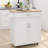 Kitchen Island With Adjustable Shelves, Drawer, Towel Rack & Stable Construction White Lockable , Double Doors, Solid Rubber Wood Top-2147257935