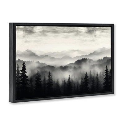  Black Gradient Mountains Framed Floater Canvas by LSR Design Studio