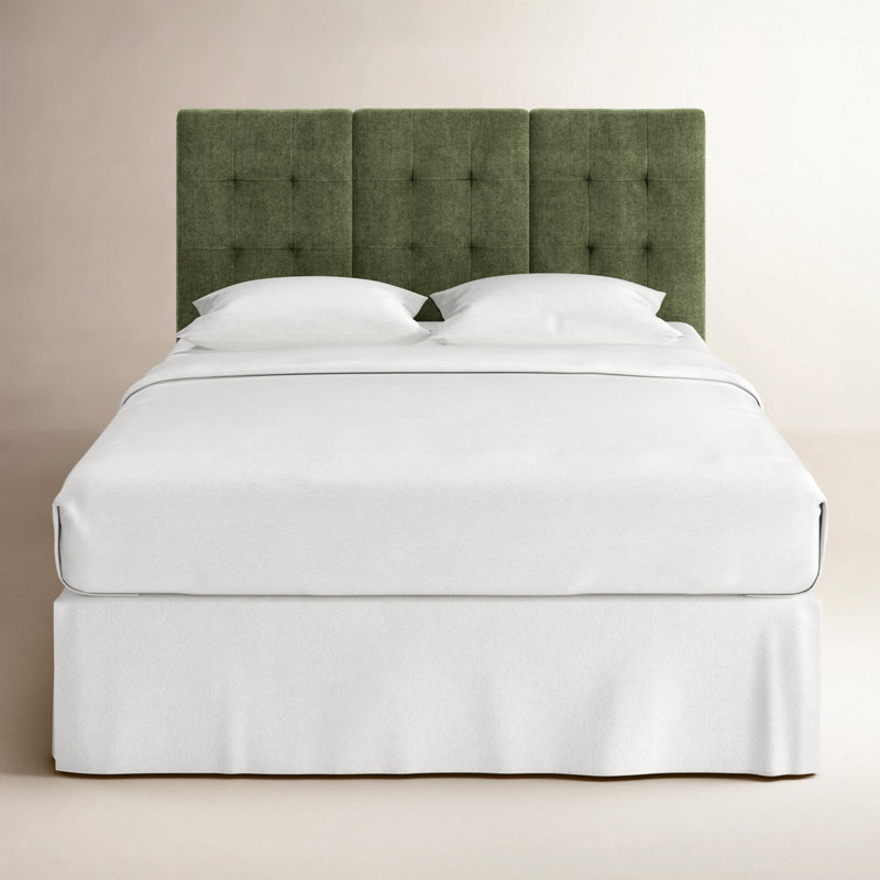 Napa Bed Headboard in Distressed Green Velvet, Queen