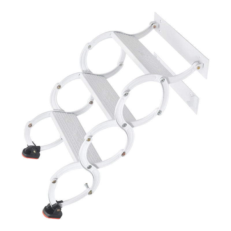 3 Steps Wall Mounted Retractable Ladder, White