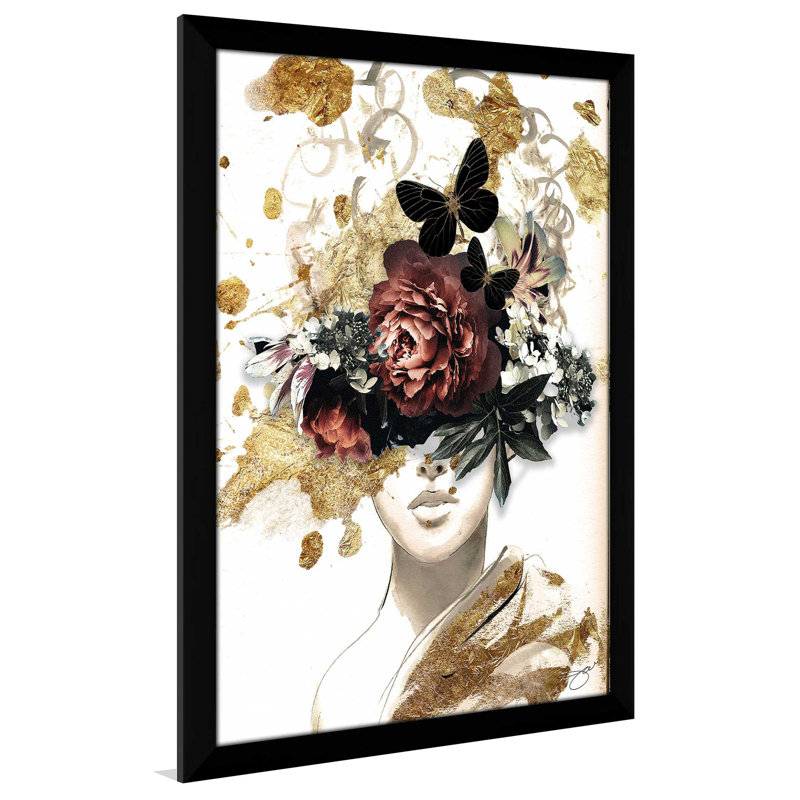 Fleurs antiques (verticales) par Jodi - impression, Impression encadrée, H 39,5 po x l 27,5 po, Noir