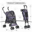 Poussette 4 roues pour animal de compagnie, parapluie facile à plier en forme de poussette de chat pour chat avec sac de rangement et filet visible pour chien à carreaux