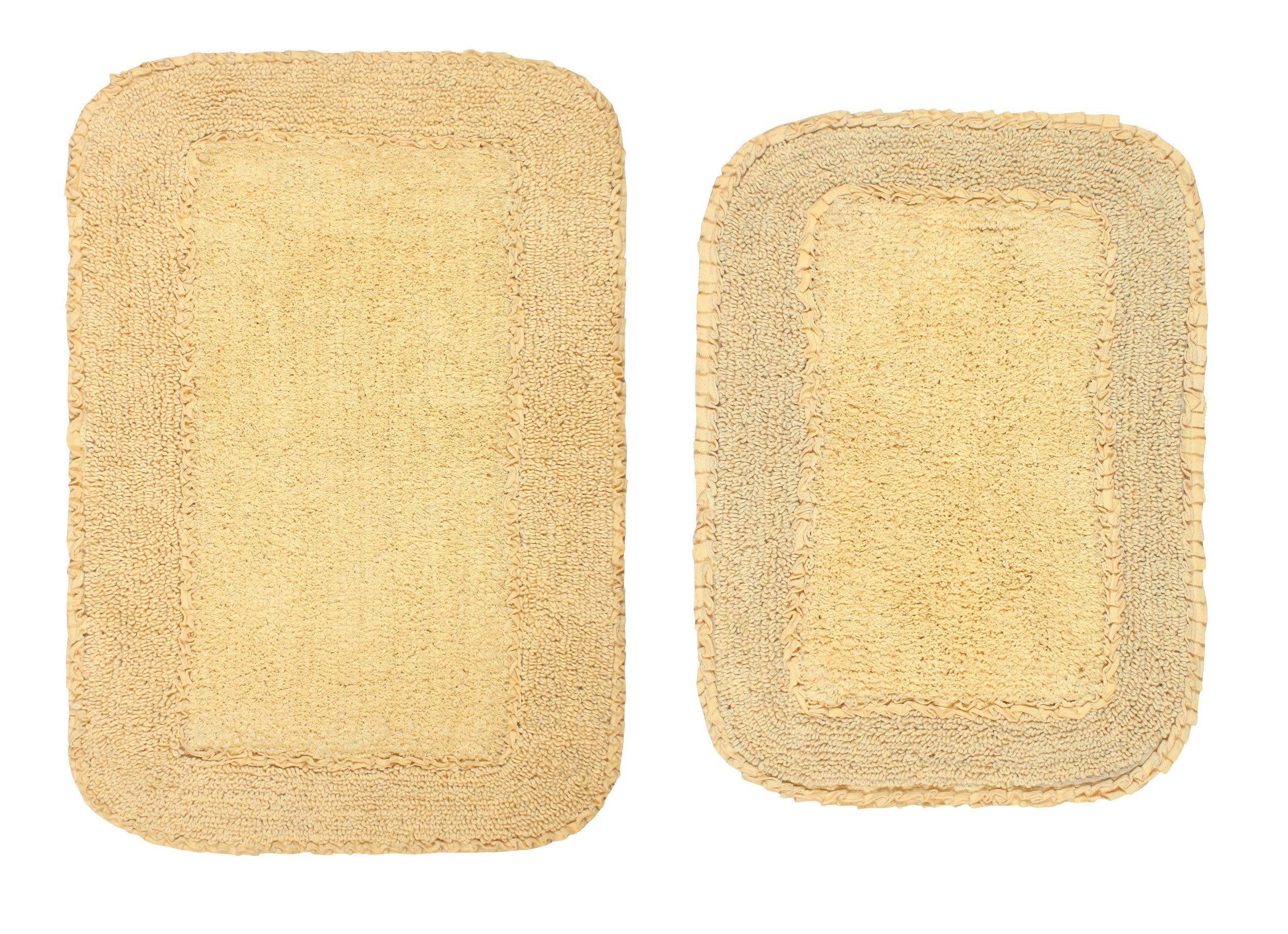 Superior Cotton Solid Non-slip Backing 2-Piece Bath Rug Set - On