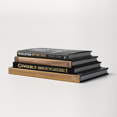 Decorative Books - Godiva Coffee Table Stack - 4 Black and Gold Books