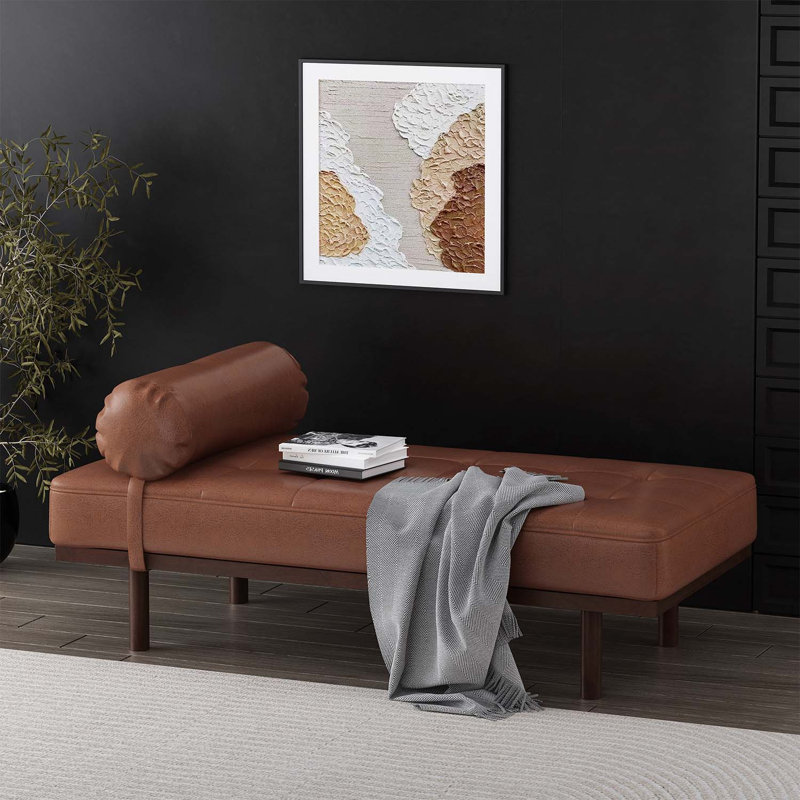 Zagan Upholstered Accent Chair, Light Brown Polyurethane