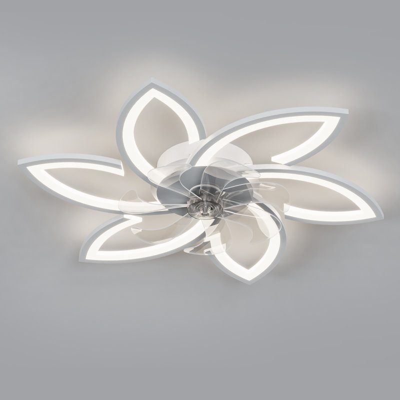 Ceiling Fan with Lights,Low Profile Ceiling Fan with Lights,Modern Dimmable Ceiling Light Fan, White