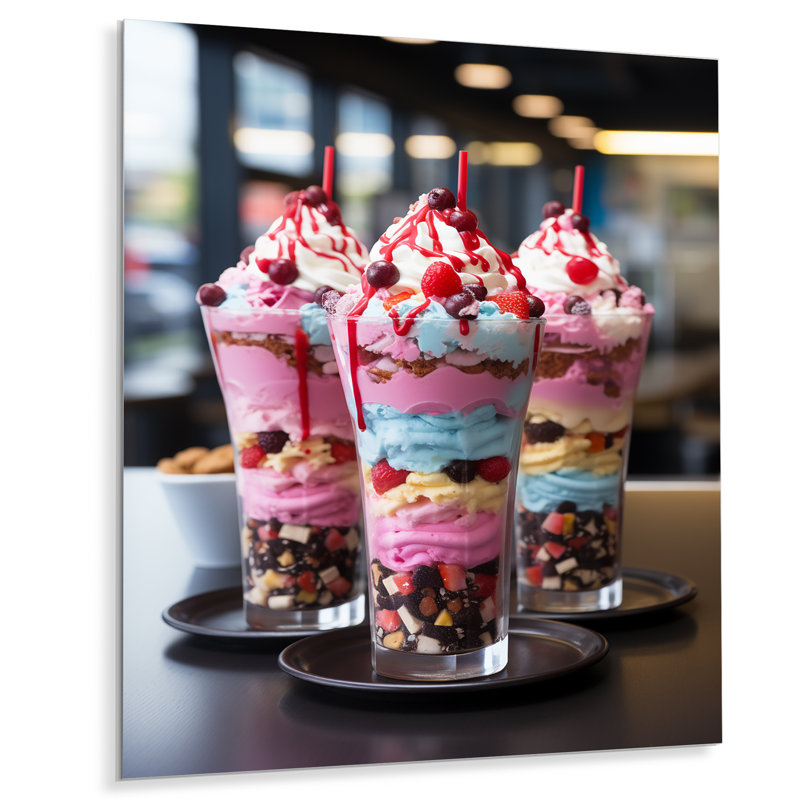 Rose, gros plan, Milkshake Indulgence II - nourriture et boissons, art mural en métal, H 20 po x l 12 po x P 1 po