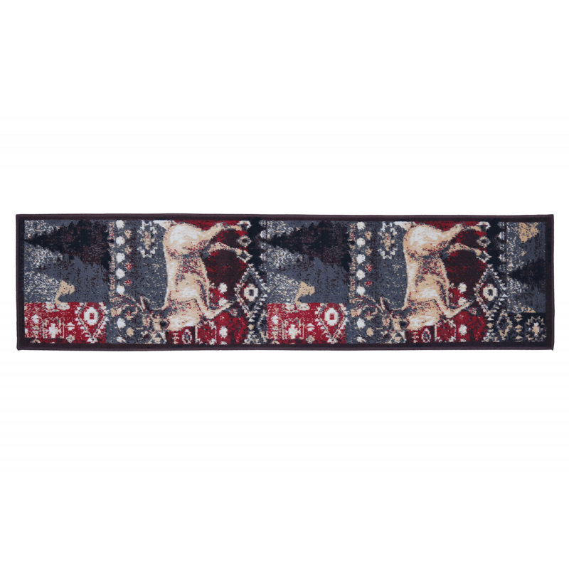 Tapis gris / rouge Artibrannan, Tapis de couloir 2 pi x 8 pi