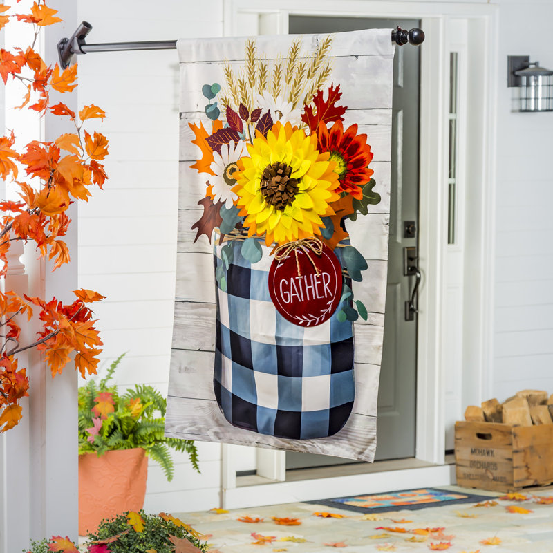 Drapeau de maison en lin Dawnita, H 44 po x l 28 po