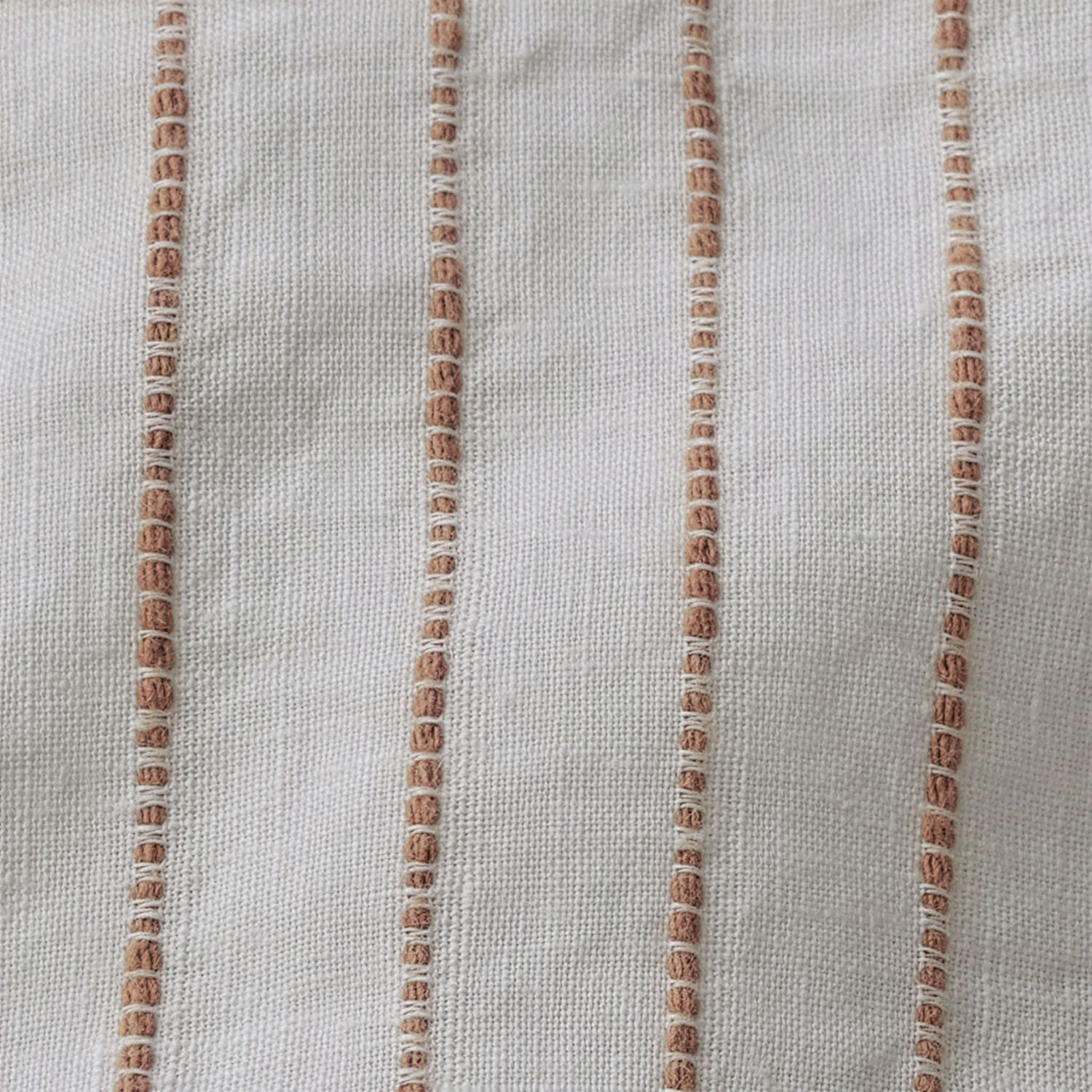 French Linen Duvet Cover Set, King Duvet Cover + 2 Standard Pillow Shams, White/Clay Textured Stripe