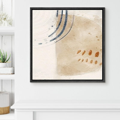 «Faded Blue & Brown Lines & Demi-Circle Geometric Shape Images Modern Art Mid-Century Modern» sur