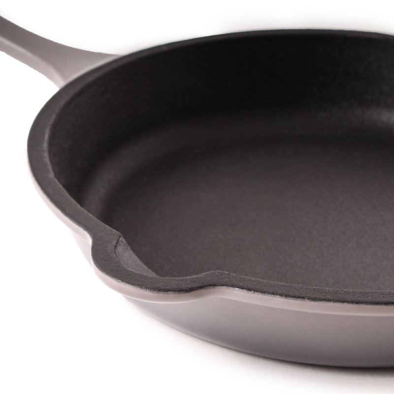 BergHOFF Neo 4 Pc Cast Iron Cookware Set with Fry Pan, Grill Pan, and 5Qt. Covered Dutch Oven, Gray