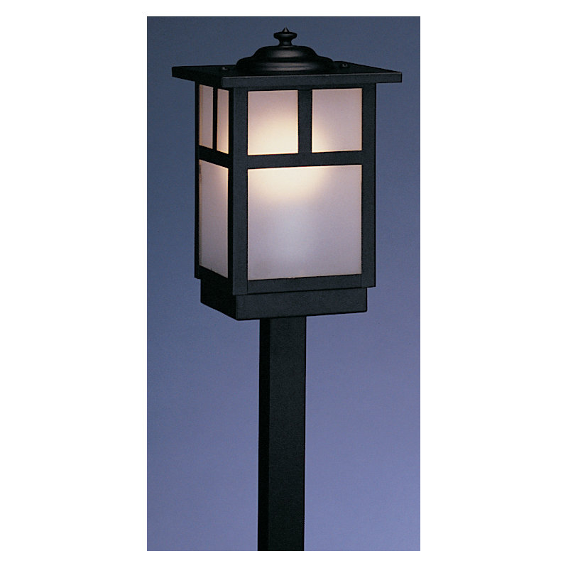 Mission LED Pathway Light, 18.25" H x 5" W / Empty, White Opalescent, Mission Brown