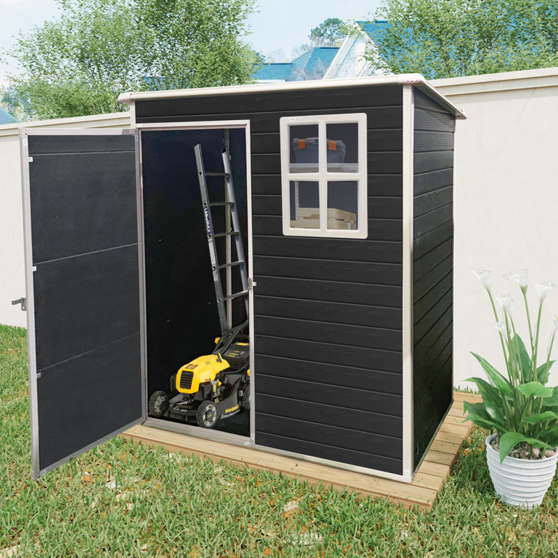 Remise de rangement extérieure en plastique 5 pi x 3 pi avec plancher, noir (W540S00041)