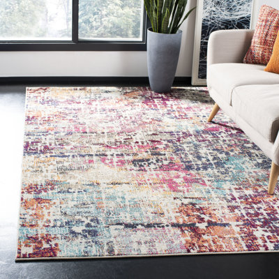 Felty Abstract Red/Pink Area Rug
