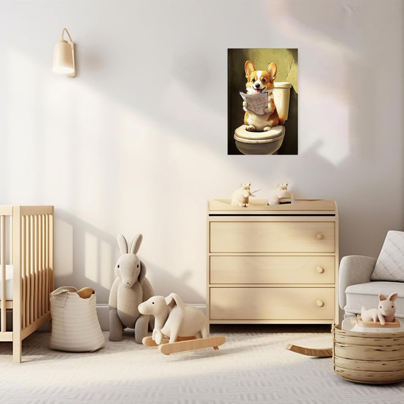 Mignon chien lisant sur toile sans cadre 12 po x 18 po