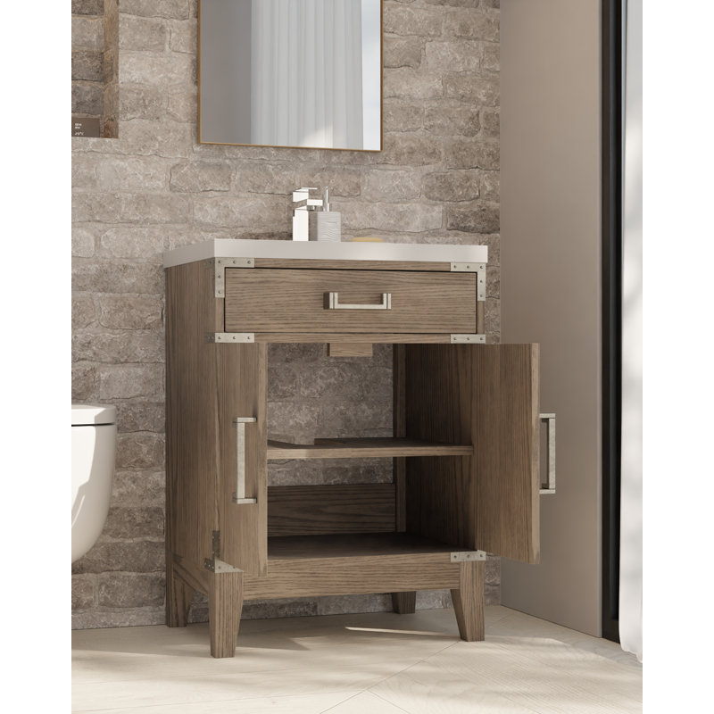 Meuble-lavabo simple l 24 po x P 18 po Laurel, Chêne gris