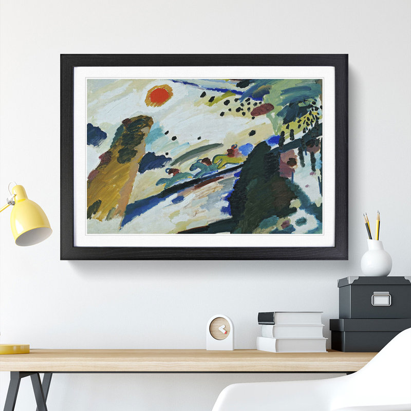 Romantic Landscape by Wassily Kandinsky - Picture Frame Painting, Black Framed, 27cm H x 36cm W x 2cm D