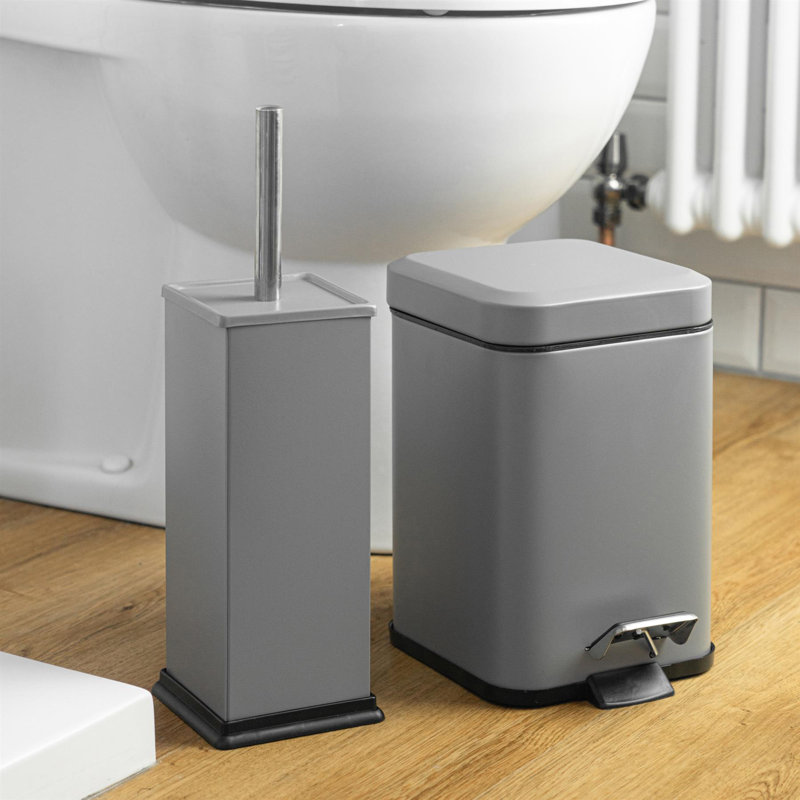 Harbour Housewares 3L Square Bathroom Pedal Bin, Grey