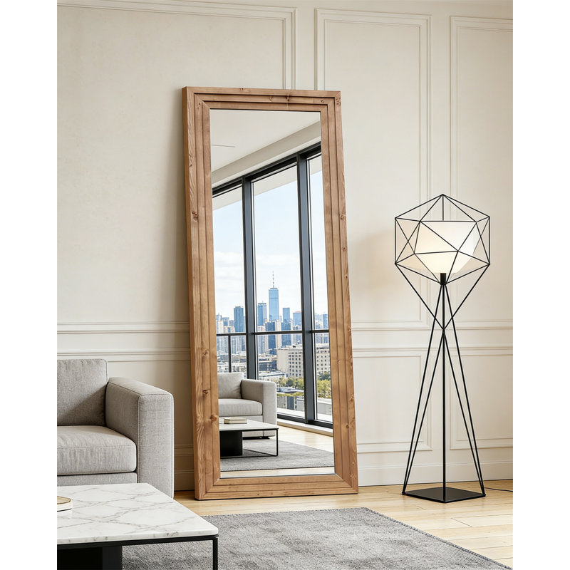 Full-Length Mirror With Stand – Solid Wood Frame Floor Mirror, Freestanding Or Wall-Mounted For Living Room, Bedroom, Or Dressing Area