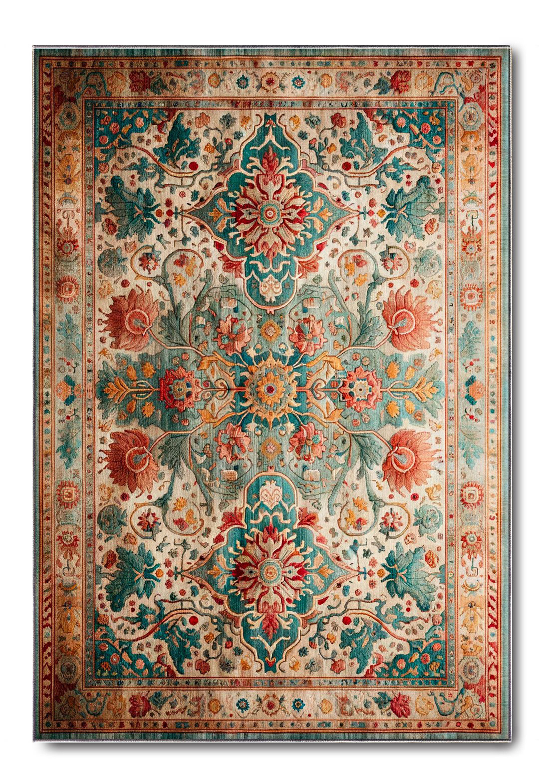 Rugpera Desa Orange Moroccan Digital Print High Quality Cotton Chenille