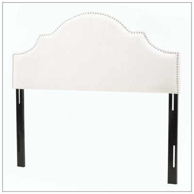 Upholstered Headboard With Durable Metal Legs Adjustable Height And Nailhead Trim For Bedroom