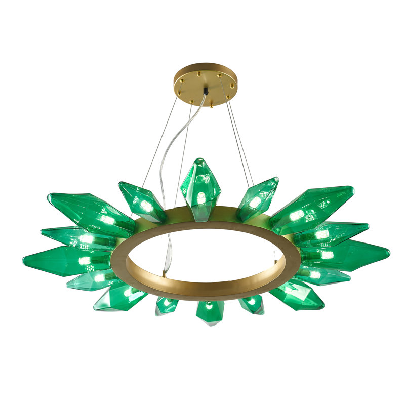 Lustre en roue de wagon Spoutnik 16 lumières, Or