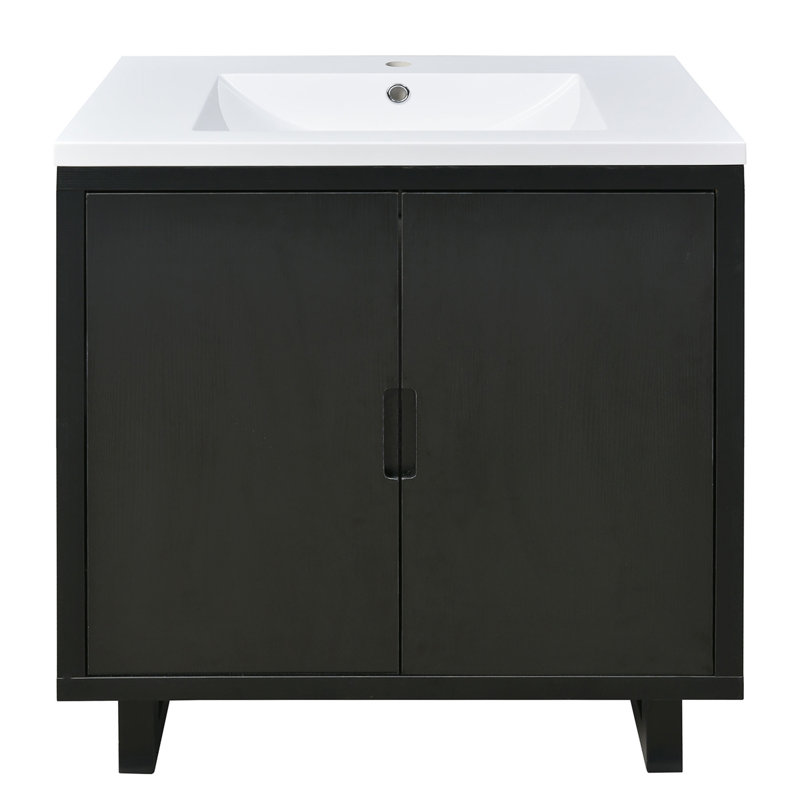Ensemble de meuble-lavabo 30 po avec lavabo, armoire combinée, armoire de rangement pour salle de bain, structure en bois massif