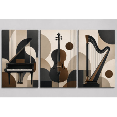 Très grand ensemble de 3 instruments de musique Mid Century Modern