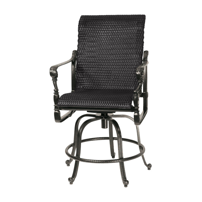 Grand Terrace Woven Swivel Rocking Balcony Stool, Mahogany, Vintage