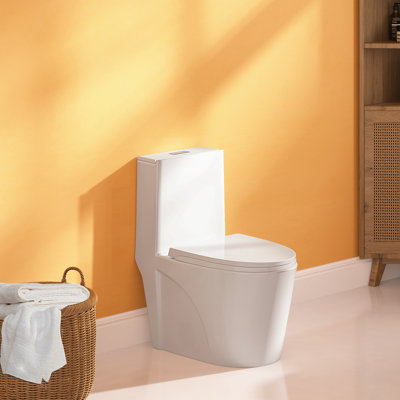 Compact One Piece Toilet 12" Rough-in, Elongated Toilet with Comfort Chair Seat ADA Height 17.1", Dual Flush 1.1/1.6 GPF & MAP 1000g, Space Saver Design(Seat Included)