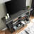 Tall Tv Stand In Grey And Black, 2 Drawers & Tier Shelves, 60 - 69 Inch Perplexing Cabinet With Shelf , For 60-69" Tvs