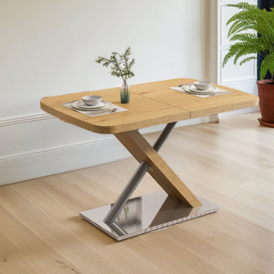 Table de salle à manger de 47,25 po à 63 po pour 4 à 6 personnes, table de salle à manger extensible avec base en métal croisée et tubes en acier inoxydable, grande table de salle à manger