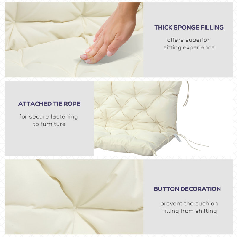Coussin de dossier / siège d'extérieur, Blanc, crème