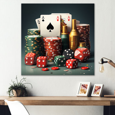 Casino Gambling Icons Poker I - Casinos / Race Tracks Metal Wall Art