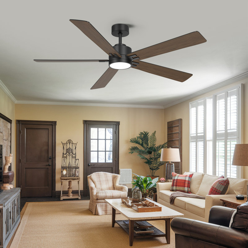 Smart Ceiling Fan With Reversible Blades, Remote & App Control, Led Light, And Dc Motor, 42" Wide, Black
